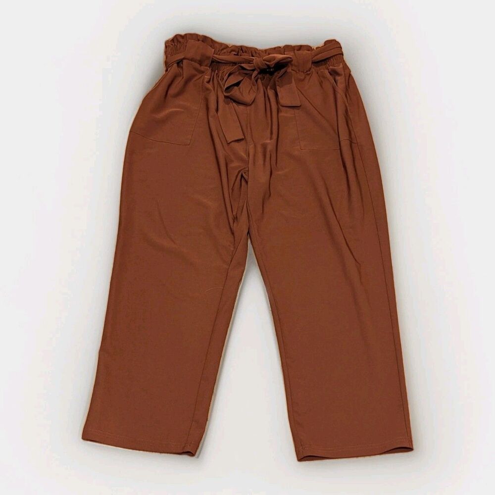 Hanna Nicole 24W Rust Paperbag Waist‎ Pants Boho Chic Lounge NWOT